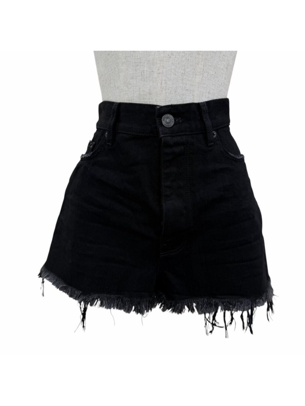 Balenciaga Distressed Cut Off Skirt Mini Black Denim IT 36
